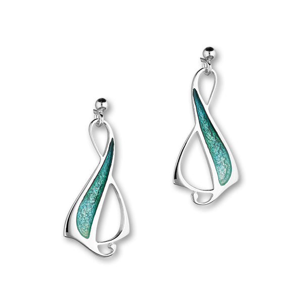 Archibald Knox Sterling Silver & Blue/Green Enamel Drop Earrings, EE34