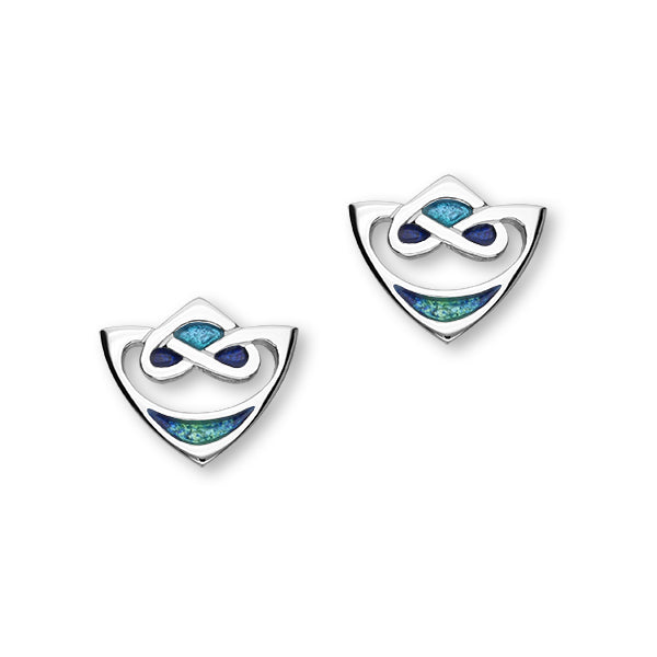 Archibald Knox Sterling Silver Aquamarine Stud Earrings EE37