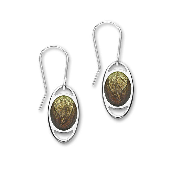 Elements Earth Sterling Silver & Enamel Drop Earrings, EE507