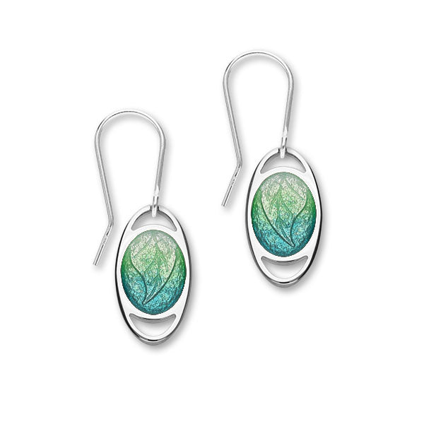 Elements Earth Sterling Silver & Enamel Drop Earrings, EE507