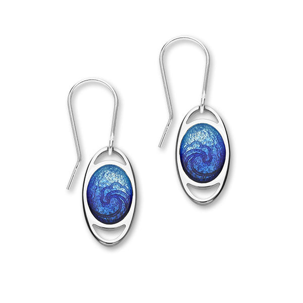 Elements Water Sterling Silver & Enamel Drop Earrings, EE510