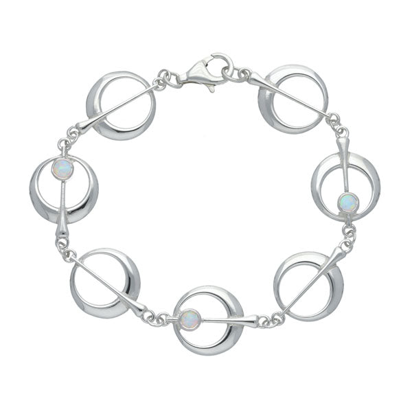 Harlequin Silver Bracelet SBL49 White Opal