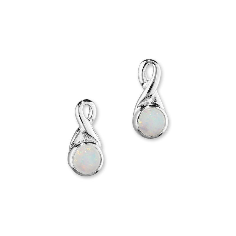 Simply Stylish Sterling Silver & White Opal Knot Stud Earrings, SE172