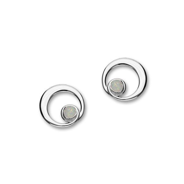 October Birthstone Silver Earrings SE372 White Opal