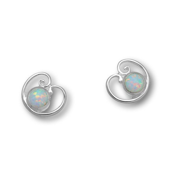 Flourish Silver Earrings SE395 White Opal