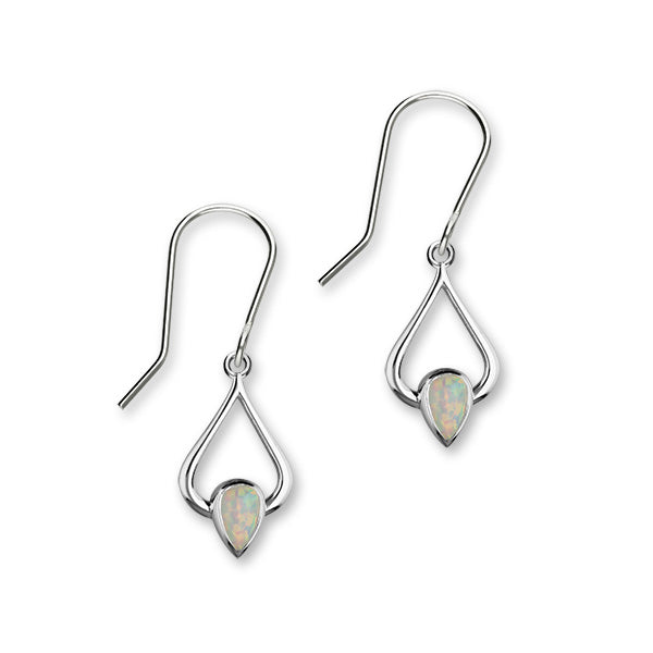 October Birthstone Silver Earrings SE399 White Opal