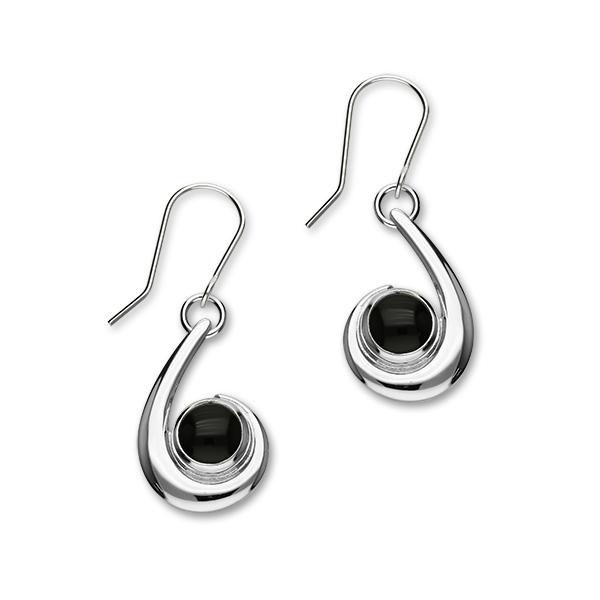 Carnaby Sterling Silver & Black Onyx Swirl Drop Earrings, SE298