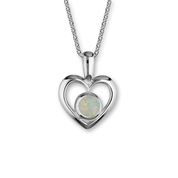 Hearts Silver Pendant SP270 White Opal