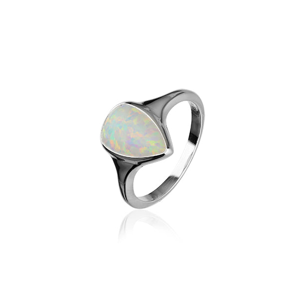 Sahara Sunset Silver Ring SR170 White Opal