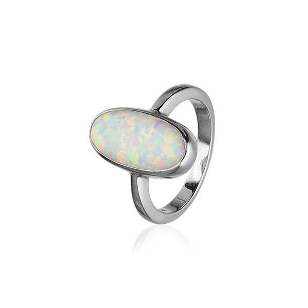 Sahara Sunset Silver Ring SR171 White Opal